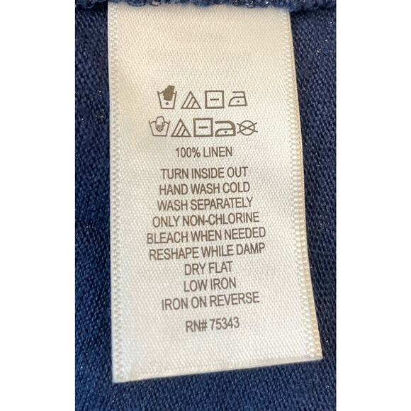 Cynthia Rowley Womens Short Sleeve Linen Shirt Blue With Gold Stars Size Small - Picture 5 of 5